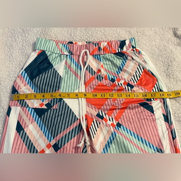 NEW SHEIN Unity Jogger Drawstring Full Print Pants With Pockets & Side Stripes - Picture 8 of 15